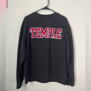 TEMPLE UNIVERSITY!! Black pullover with retro varsity letters.